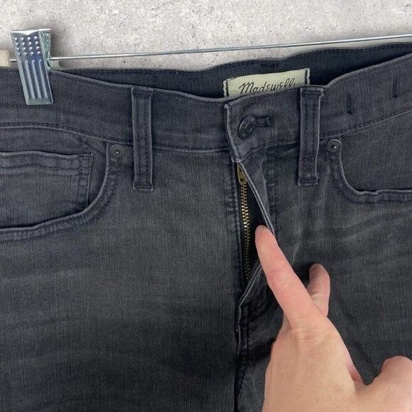 Madewell Mid Rise Skinny Jeans Black Sea Size 26 Petite Distressed Ripped Denim - Picture 9 of 12